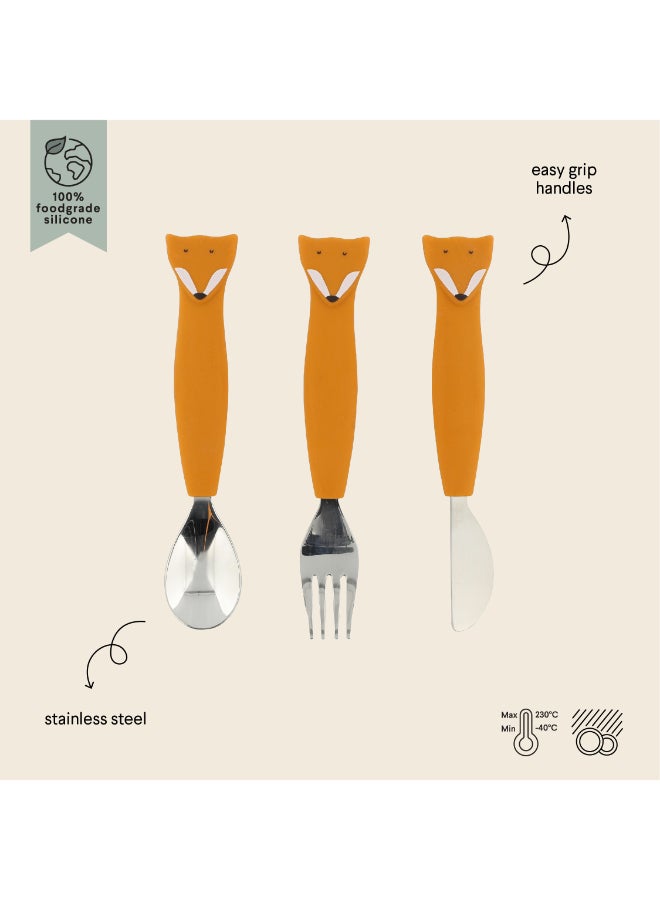 Trixie Stainless Steel Cutlery Set With Silicone Handle - Mr. Fox - Image 2