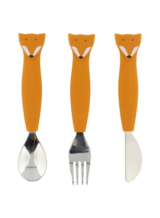Trixie Stainless Steel Cutlery Set With Silicone Handle - Mr. Fox - Image 1