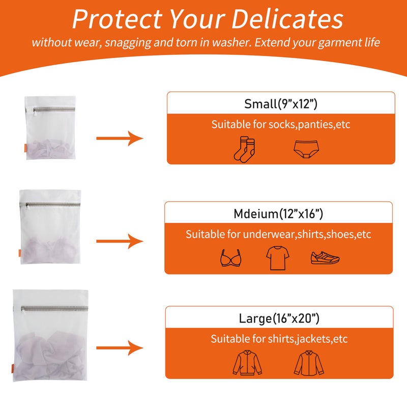 Polecasa 3Pcs Mesh Laundry Bags with Sturdy Zipper, Even Mesh Holes, Variety Sizes for all Your Delicates, Lingerie, Bras, Baby Clothes -Travel Essentials (1 Large, 1 Medium, 1 Small) - Image 2
