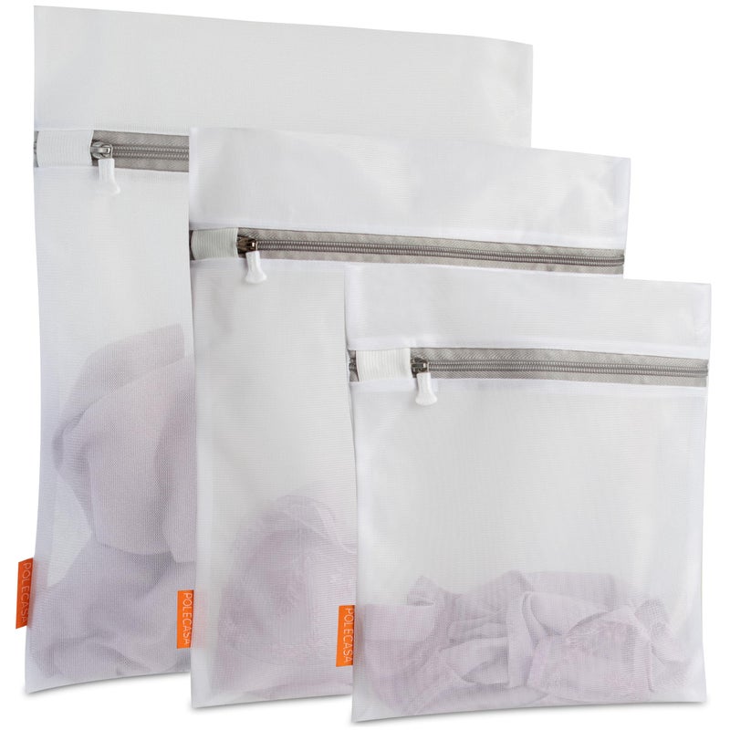 Polecasa 3Pcs Mesh Laundry Bags with Sturdy Zipper, Even Mesh Holes, Variety Sizes for all Your Delicates, Lingerie, Bras, Baby Clothes -Travel Essentials (1 Large, 1 Medium, 1 Small) - Image 1