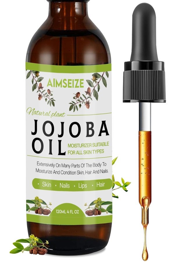 AIMSEIZE Jojoba Oil Organic (4oz), 100% Pure Stimulate Growth for Hair & Eyebrows, Moisturizing Massage Oil for Face, Hair, Skin & Nails - Image 1