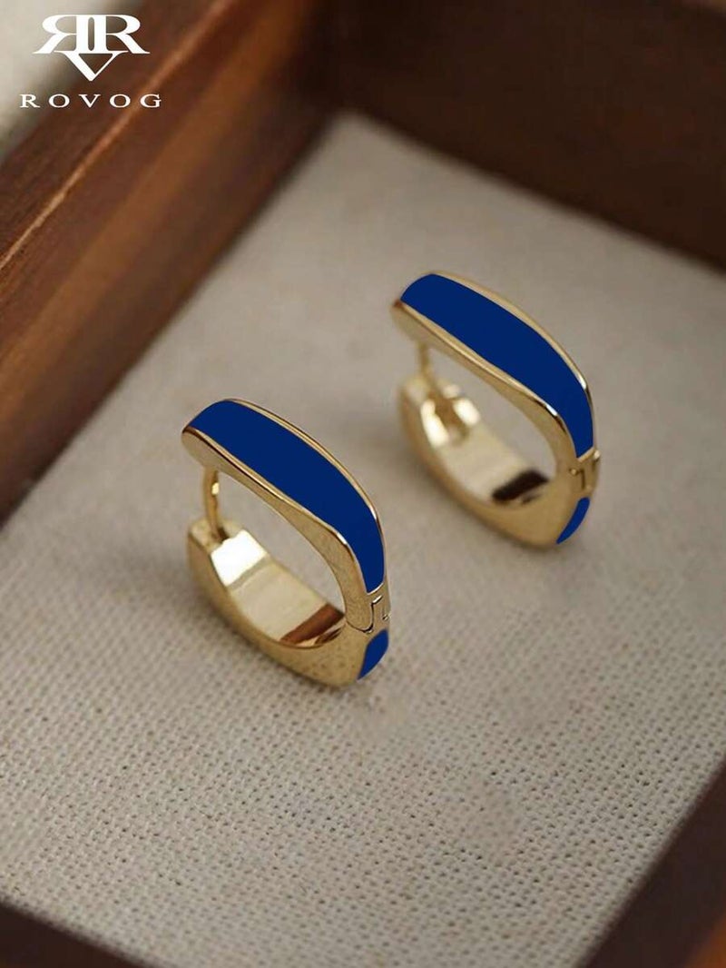 Shein Minimalist Geometric Copper Hoop Earrings for Women - Daily & Party  Wear - Image 1