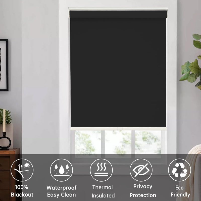 Changshade Cordless Roller Shades Blackout Blinds for Indoor Windows,Pull Down Darkening Roller Shade with UV Protection and Thermal Window Shades for Home and Office(20" W x 72" H,Black) - Image 4