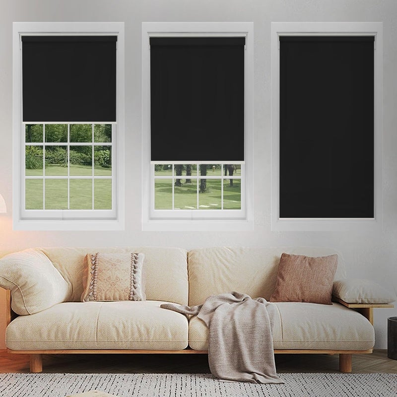 Changshade Cordless Roller Shades Blackout Blinds for Indoor Windows,Pull Down Darkening Roller Shade with UV Protection and Thermal Window Shades for Home and Office(20" W x 72" H,Black) - Image 2
