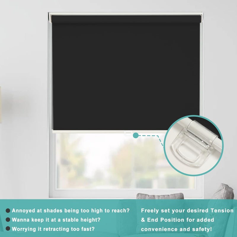 Changshade Cordless Roller Shades Blackout Blinds for Indoor Windows,Pull Down Darkening Roller Shade with UV Protection and Thermal Window Shades for Home and Office(20" W x 72" H,Black) - Image 5