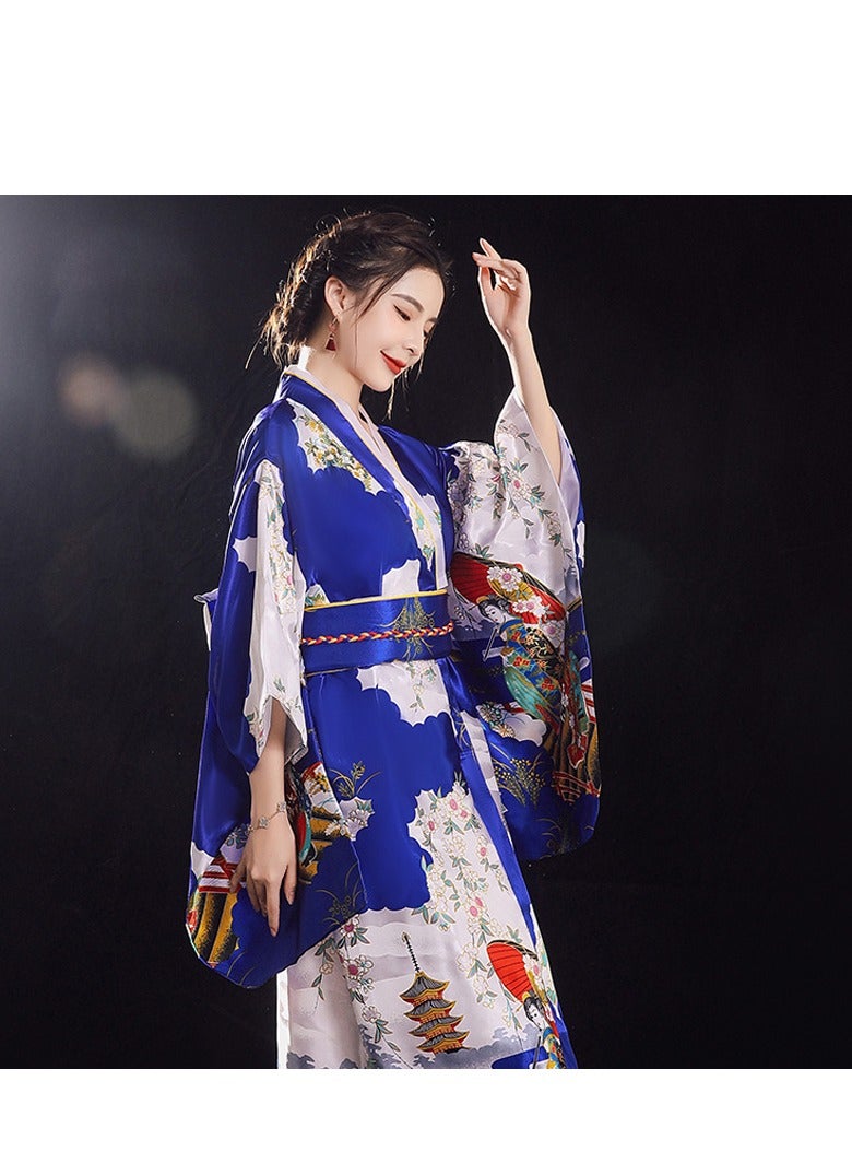 New Japanese Kimono, Japanese Traditional Clothing for Nightgown, Bathrobe, Home Clothes, Ethnic Style Stage Performance Clothes(Does not include fan) - Image 2