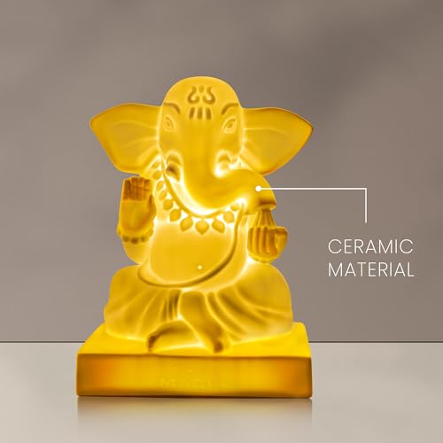 MAGIK Blessing Ganesh Idol LED Table Lamp | 5W Warm White Decorative Night Lamp for Home, Temple, Bedroom, Pooja Room | Divine Ganapati Light with Bulb & Cord – Perfect Spiritual Gift - Image 5