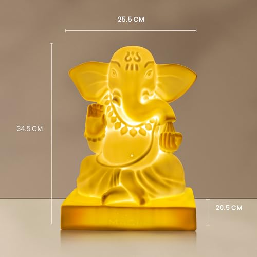 MAGIK Blessing Ganesh Idol LED Table Lamp | 5W Warm White Decorative Night Lamp for Home, Temple, Bedroom, Pooja Room | Divine Ganapati Light with Bulb & Cord – Perfect Spiritual Gift - Image 4