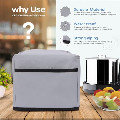 CRASOME Non-Woven Dust Proof Water Resistant Kitchen Wet Grinder Cover for 2 Litre Table Top Butterfly Smart | Butterfly Rhino | Butterfly Hippo - Grey - Image 4