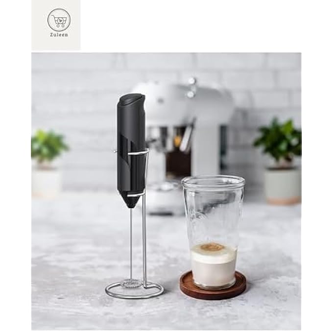 Zuleen Handheld BatteryOperated Milk Frother Compact Design Black - Image 2