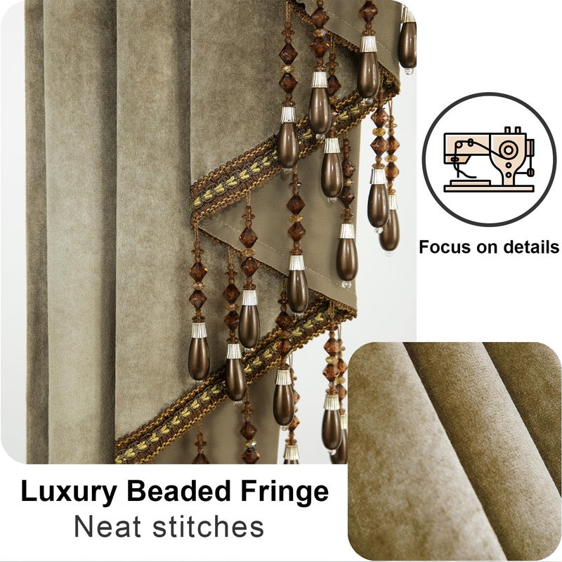 VOGOL Brown Luxury Velvet Waterfall Valance, Soft Touch Vintage Style Swag Curtain Drapes for Living Dining Room, Rod Pocket Privacy Window Treatments, 1 Panel, 39 Inches Wide - Image 5
