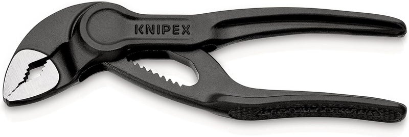 KNIPEX مفتاح أنابيب كوبا® XS وملاقط مضخة المياه رمادي اللون، مطبوع، سطح خشن 100 مم (بطاقة خدمة ذاتية/فقاعة) 87 00 100 BK - Image 1