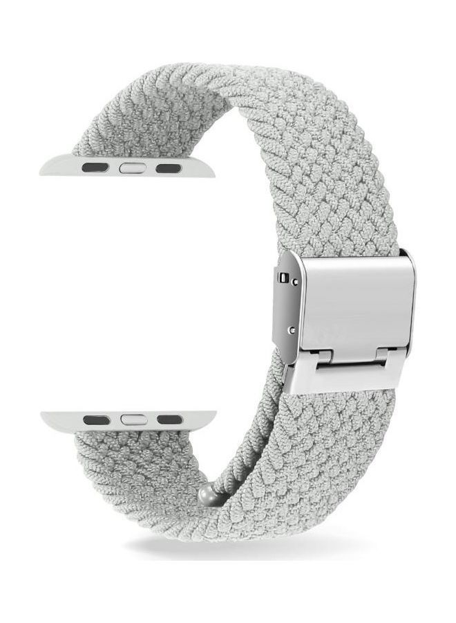 NIBEMINENT Braided with Stainless Steel Replacement Watchbands For Apple Watch Series 7/6/SE/5/4/3/2/1 41/40/38mm White  - Image 1