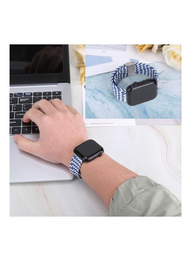NIBEMINENT Braided with Stainless Steel Replacement Watchbands For Apple Watch Series 7/6/SE/5/4/3/2/1 41/40/38mm White  - Image 2