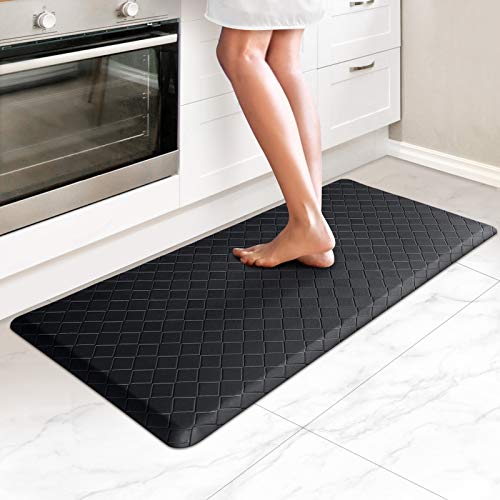 HappyTrends Kitchen Mat Cushioned AntiFatigue Kitchen Rug173x39Thick Waterproof NonSlip Kitchen Mats and Rugs Heavy Duty Ergonomic Comfort Rug for KitchenFloorOfficeSinkLaundryBlack