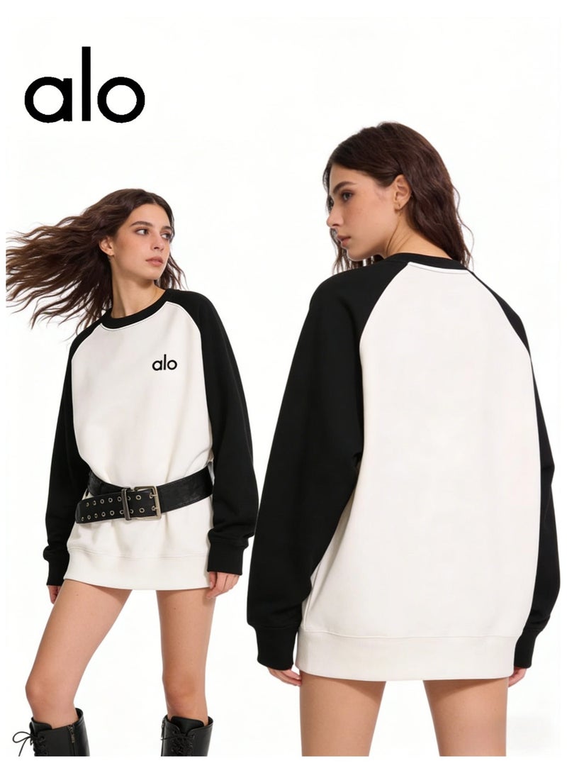 Alo sports raglan sleeves long sleeve loose round neck sweater top, warm and luxurious, with a sense of trend. - Image 2