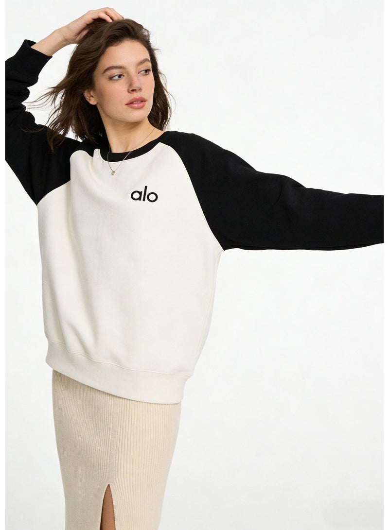 Alo sports raglan sleeves long sleeve loose round neck sweater top, warm and luxurious, with a sense of trend. - Image 5