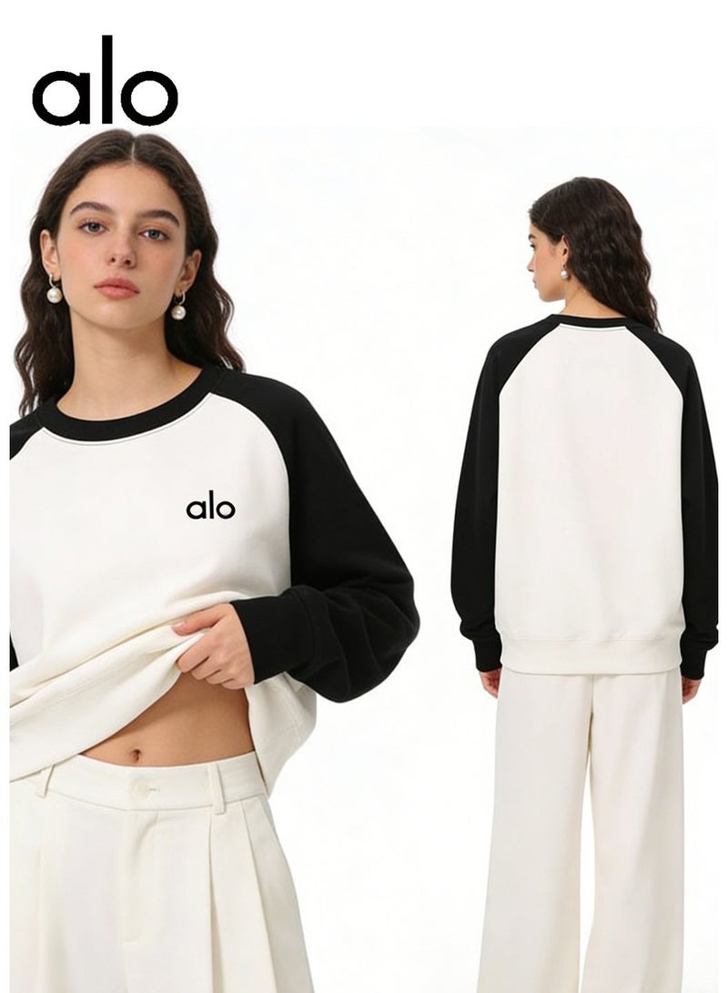 Alo sports raglan sleeves long sleeve loose round neck sweater top, warm and luxurious, with a sense of trend. - Image 1