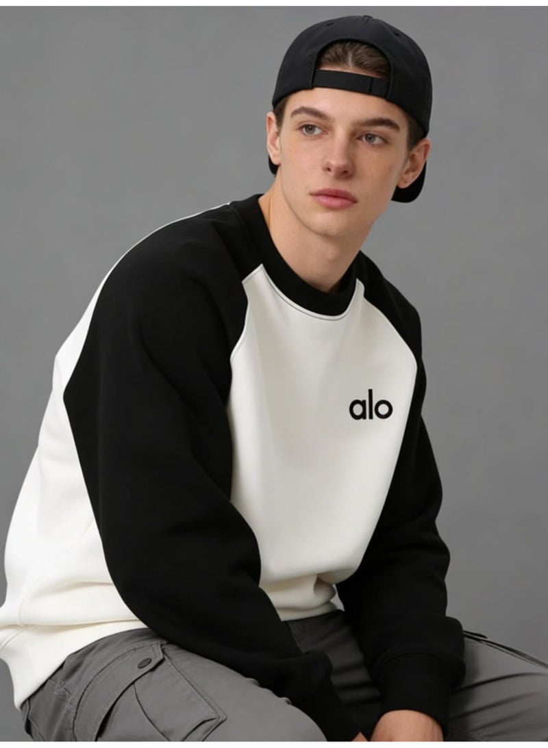 ALo728 sports raglan sleeves long sleeve loose round neck sweater top, warm and luxurious, with a sense of trend. - Image 3