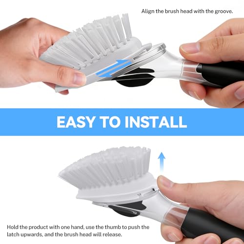 ELFIN Dish Brush Refills 4 Pack, White Replacement BrushHeads Compatible with OXO Dish Brush & OXO DishScrubber - Image 4