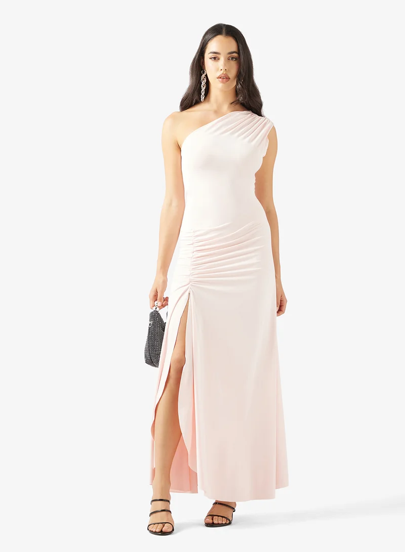Ginger  One Shoulder Draped Dress with Slit for Women | Best Price UAE