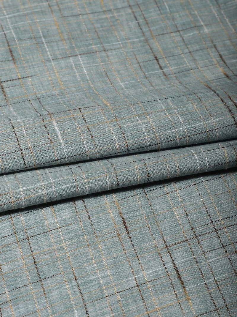 أيه كيه إس Slate Grey Textured Checkered Fabric with Gold Accents