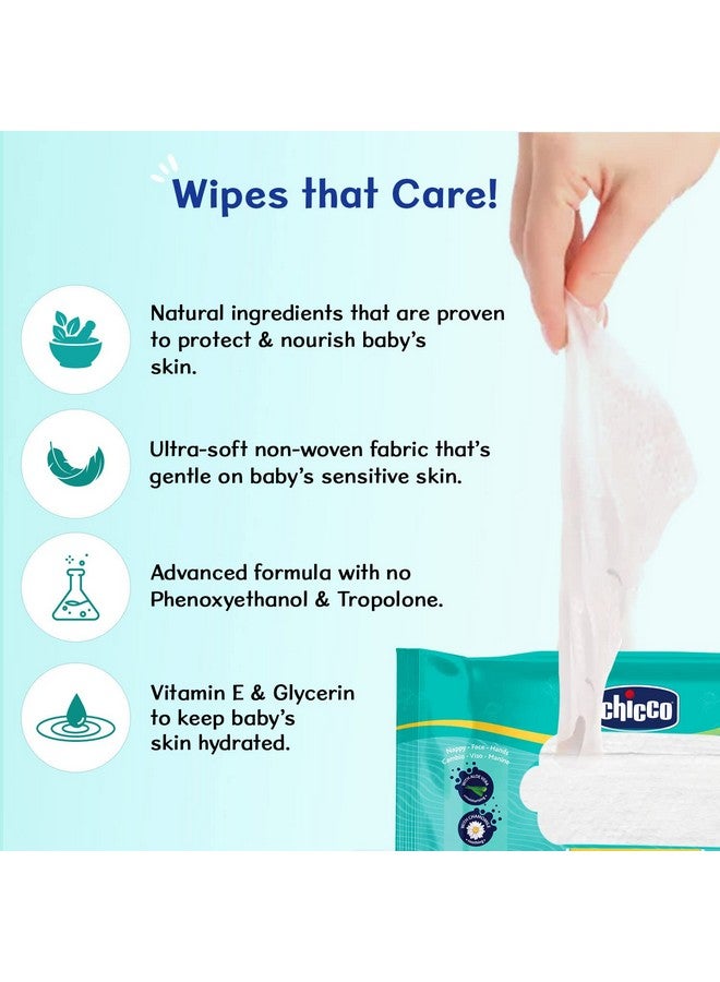 Chicco Soft Cleansing Wet Baby Wipes, Ideal For Nappy, Face And Hand, Dermatologically Tested, Paraben Free, Sticker Pack Of 3 (72 Sheets Per Pack) 216 Pcs, White  - Image 4