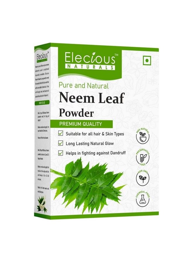Elecious 100% Natural Neem Powder Ideal For Face Pack And Hair (200 Grams) ; Antipimple And Antibacterial ; Chemical Free Hair Cleanser For Healthy Hair - Image 1