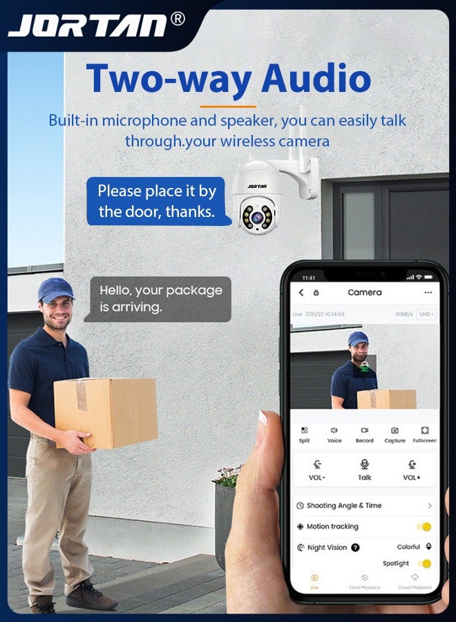 جورتان كاميرا 5MP FHD 4 قنوات كاميرا أمان لاسلكية داخلية وخارجية مجموعة كاميرات ذكية مقاومة للماء مع حماية لجميع الأحوال الجوية كشف الحركة تحكم PTZ NVR لاسلكي - Image 3