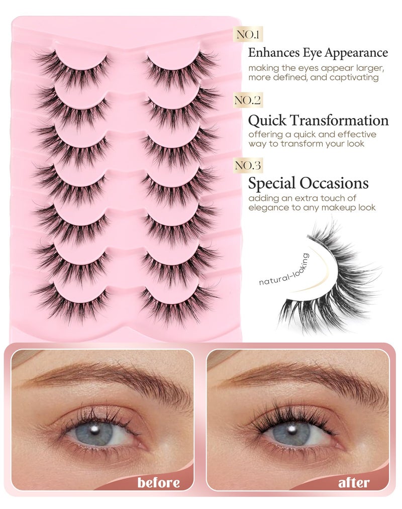 Onlyall False Eyelashes Cat Eye Lashes Volume Lashes Fake Lashes Wispy Lashes Mink Lashes Fluffy Natural Eyelashes 15mm Lashes D35 - Image 2