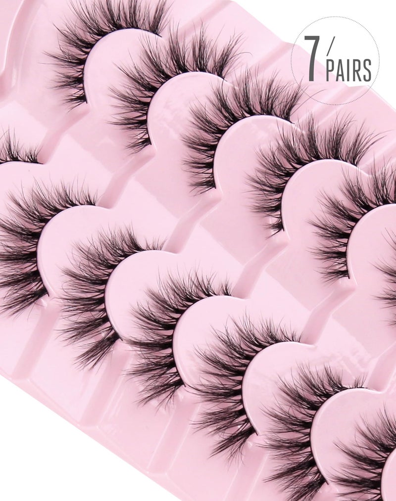 Onlyall False Eyelashes Cat Eye Lashes Volume Lashes Fake Lashes Wispy Lashes Mink Lashes Fluffy Natural Eyelashes 15mm Lashes D35 - Image 5