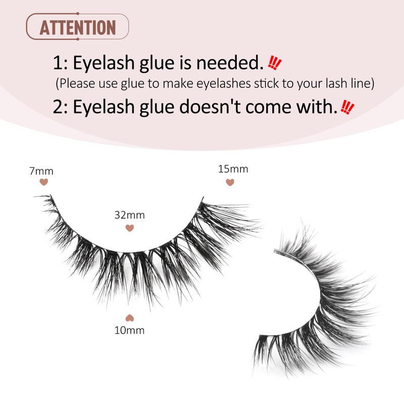 Onlyall False Eyelashes Cat Eye Lashes Volume Lashes Fake Lashes Wispy Lashes Mink Lashes Fluffy Natural Eyelashes 15mm Lashes D35 - Image 3