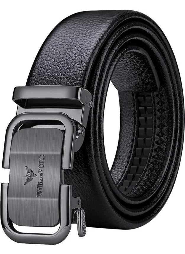 Williampolo Leather Men's Belt with Metal Anthracite Buckle 120 cm