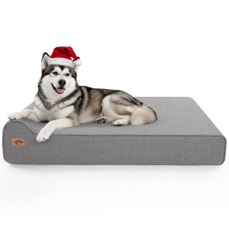 Sytopia 7" Thick Orthopedic Dog Beds for Extra Large Dogs (50" x 34" x 10"), Chew Proof Fabric Cover, 35D Memory Foam Dog Beds with Durable Waterproof Liner & Removable Washable Cover, Grey - Image 1