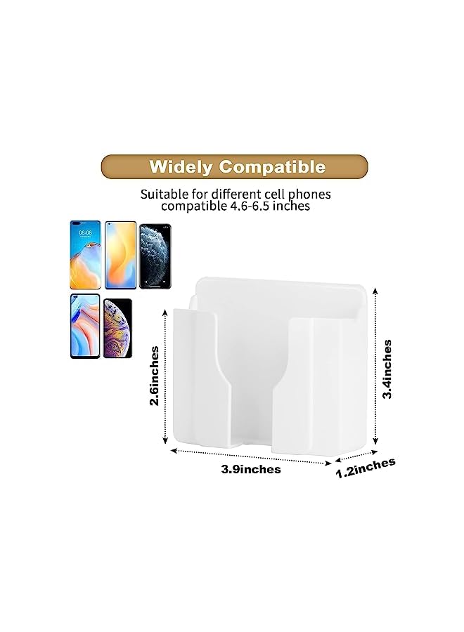 PROMASS 9PCS Wall Mount Cell Phone Charging Holder, White&Gold Adhesive Mobile Phone Wall Stand for Charger,Phone Stand with Data Cable Receiving Hole/Self Adhesive for Shower/Charging  - Image 3