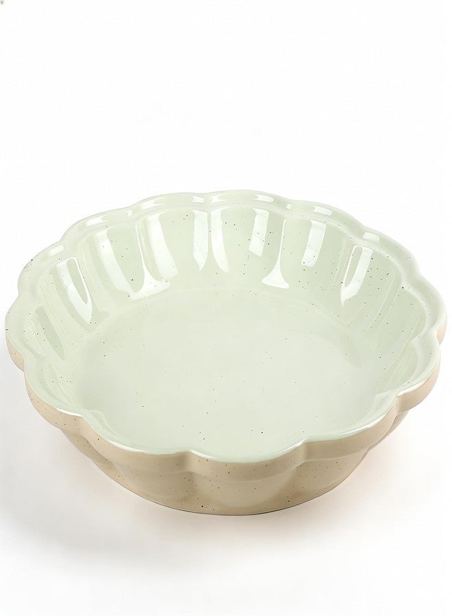 ZEBERBO Ceramic Pie Pan for Baking, Non-Stick Round Dish with Ruffled Edge, Porcelain, Microwave and Oven Safe, Dishwasher Safe - Image 1