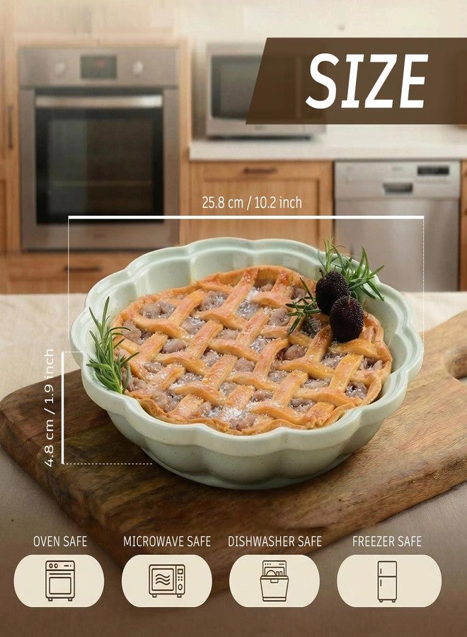 ZEBERBO Ceramic Pie Pan for Baking, Non-Stick Round Dish with Ruffled Edge, Porcelain, Microwave and Oven Safe, Dishwasher Safe - Image 2