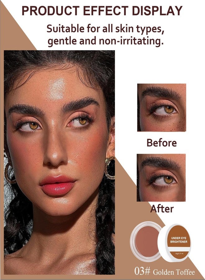 Lestpola Under Eye Brightener Concealer, Waterproof Full Coverage Color Corrector Concealer for Dark Circles, Hydrating Nourishing Long Wear Under Eye Brightening Cream Concealing with Puff, 03# Golden Toffee - Image 2