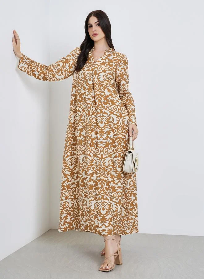 Amirah Women All-Over Print Collared Jalabiya