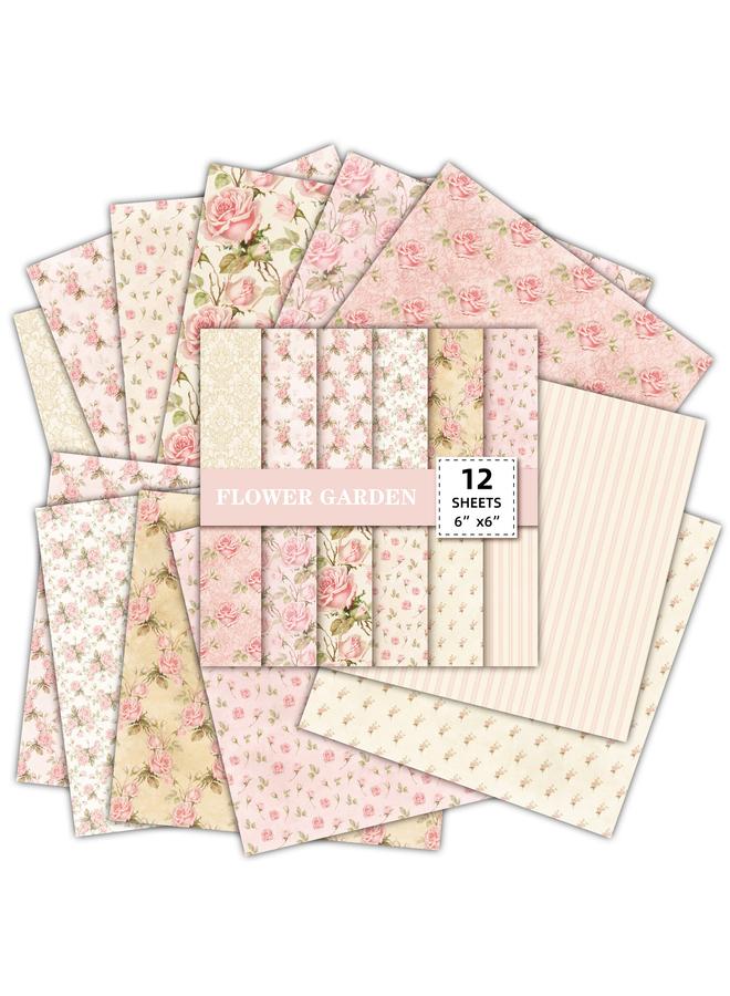 الأزرق جي دبليو 12 قطعة/حزمة من ألبوم صور DIY ملصق خيمة مقطوعة الورق الوردية الوردية نمط خلفية عيد الحب ورقة نمط - Image 5