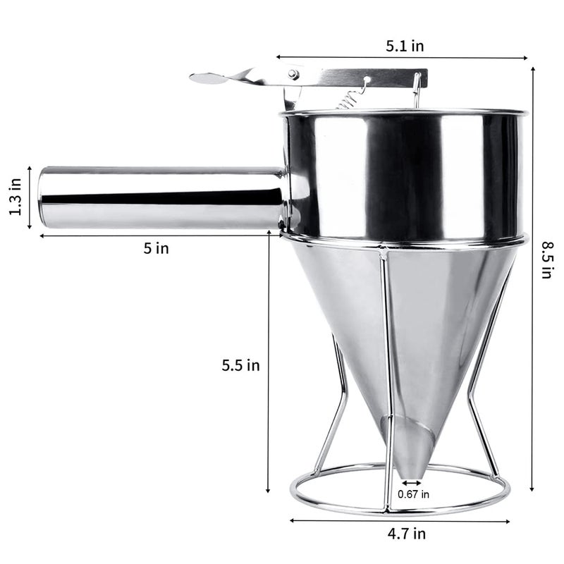 MyLifeUNIT Stainless Steel Pancake Batter Dispenser, Funnel Dispenser with Stand for Takoyaki and Baking - Image 5