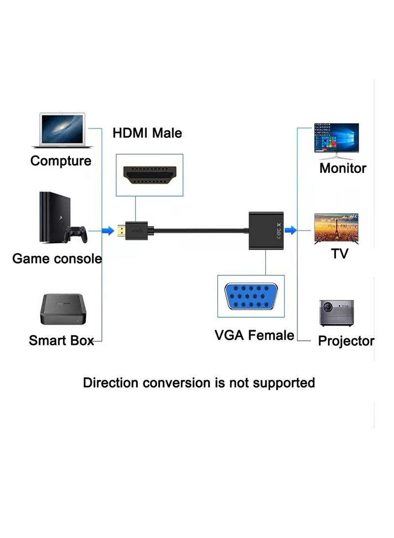 محول HDMI إلى محول VGA 1080P بطاقة فيديو خارجية 1080P إلى سطح المكتب، والكمبيوتر المحمول، والتلفزيون عالي الدقة، والشاشة، وجهاز العرض - Image 3