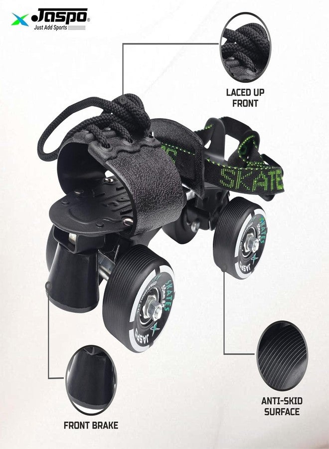 jaspo Unisex Tenacity Pro Adjustable Senior Outdoor Wheel Roller Skates Combo Suitable for Age Group 6 to 14 Years (Skates+ Helmet + Knee Guard+ Elbow Guard +Wrist Guard+Key) (Black) - Image 5