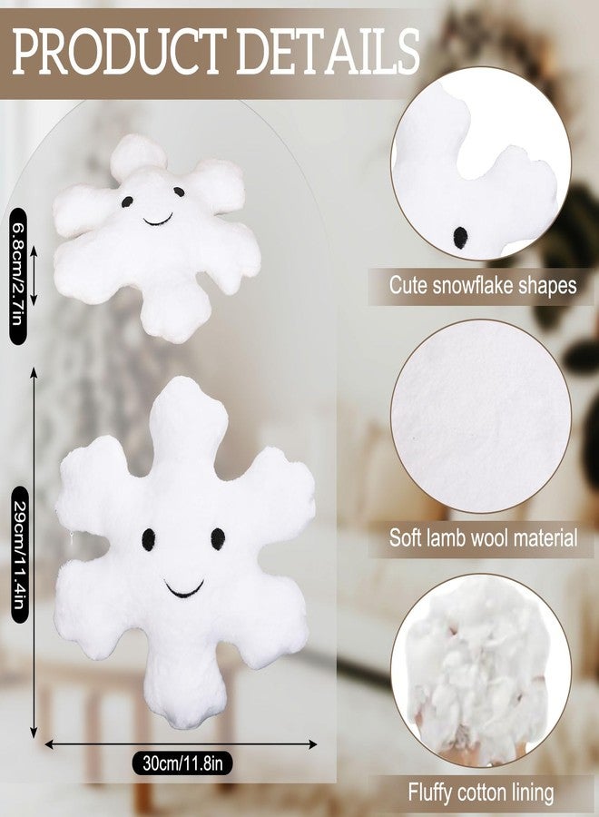 Whaline 2Pcs Christmas Snowflake Pillows Cute Winter Snowflake Shaped Throw Pillow Decorative Xmas White Plush Pillow for Home Office Couch Sofa Bed Decor - Image 2