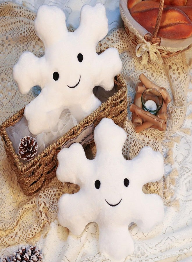 Whaline 2Pcs Christmas Snowflake Pillows Cute Winter Snowflake Shaped Throw Pillow Decorative Xmas White Plush Pillow for Home Office Couch Sofa Bed Decor - Image 5