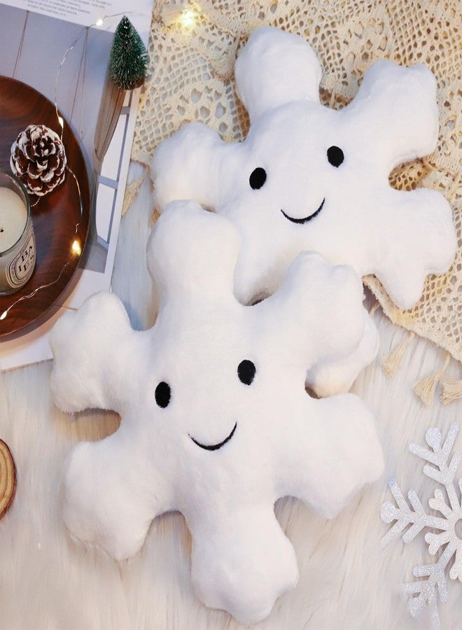 Whaline 2Pcs Christmas Snowflake Pillows Cute Winter Snowflake Shaped Throw Pillow Decorative Xmas White Plush Pillow for Home Office Couch Sofa Bed Decor - Image 1