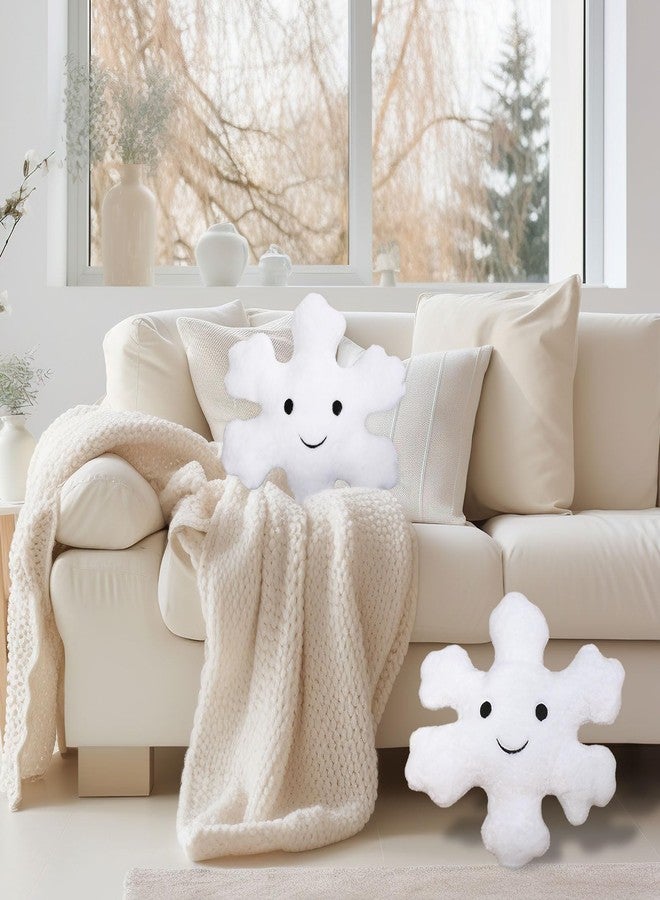 Whaline 2Pcs Christmas Snowflake Pillows Cute Winter Snowflake Shaped Throw Pillow Decorative Xmas White Plush Pillow for Home Office Couch Sofa Bed Decor - Image 4