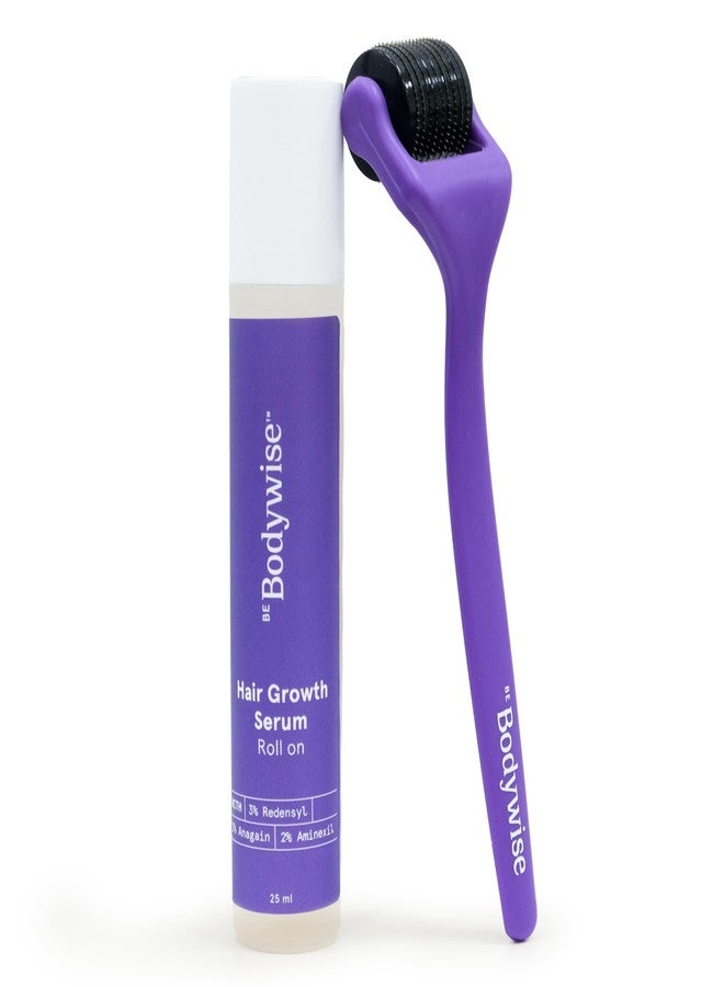 Bodywise Be Bodywise Rosemary Hair Growth Roll-On Serum (25Ml) & Derma Roller,3% Redensyl,2% Aminexil & 2% Anagain For Thicker Hair Growth,0.5Mm Titanium Micro Needles For Better Follicle Stimulation - Grams - Image 1