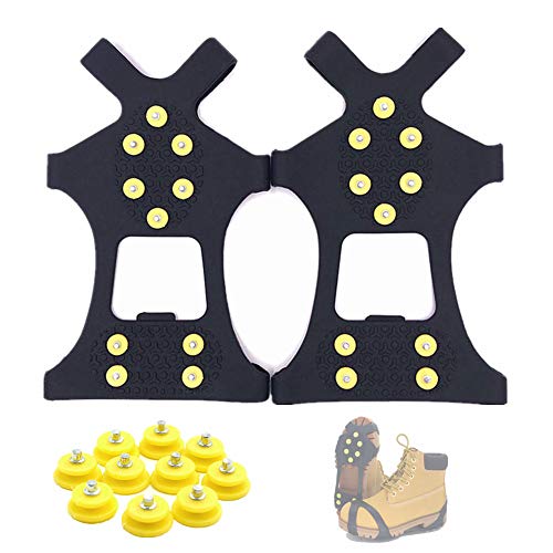 Aerexier Ice Cleats Snow Grips - Anti-Slip Crampons Traction Cleats Ice & Snow Grippers 10 Steel Studs for Women Men Kids’ Shoes and Boots (Extra 10 Studs) (Small [Women(5-7)/Men(3-5)]) - Image 1