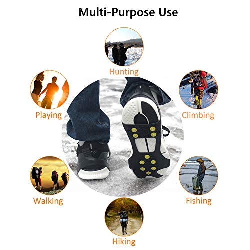 Aerexier Ice Cleats Snow Grips - Anti-Slip Crampons Traction Cleats Ice & Snow Grippers 10 Steel Studs for Women Men Kids’ Shoes and Boots (Extra 10 Studs) (Small [Women(5-7)/Men(3-5)]) - Image 5